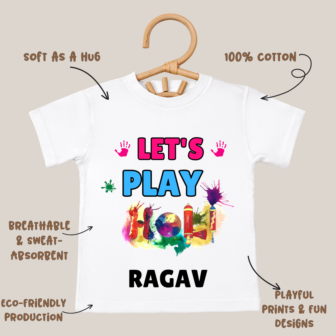 Lets Play Holi - Custom Kids Tshirt