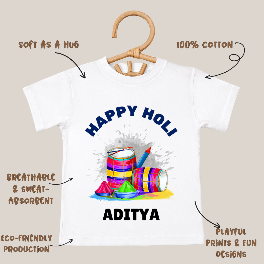 Happy Holi - Customisable Kids Tshirt