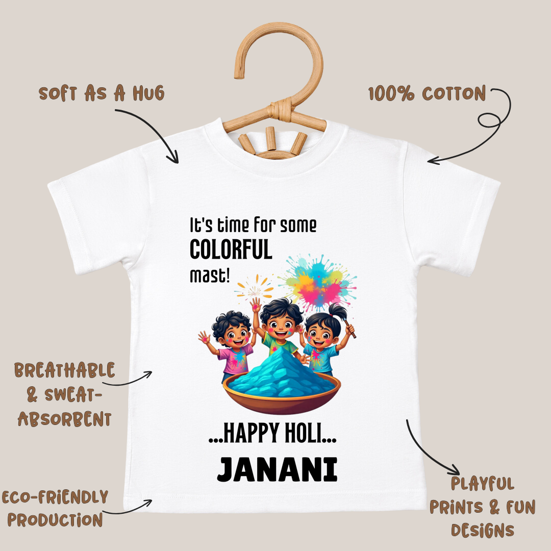 Time For Some Colourful Holi - Custom Kids Tshirt