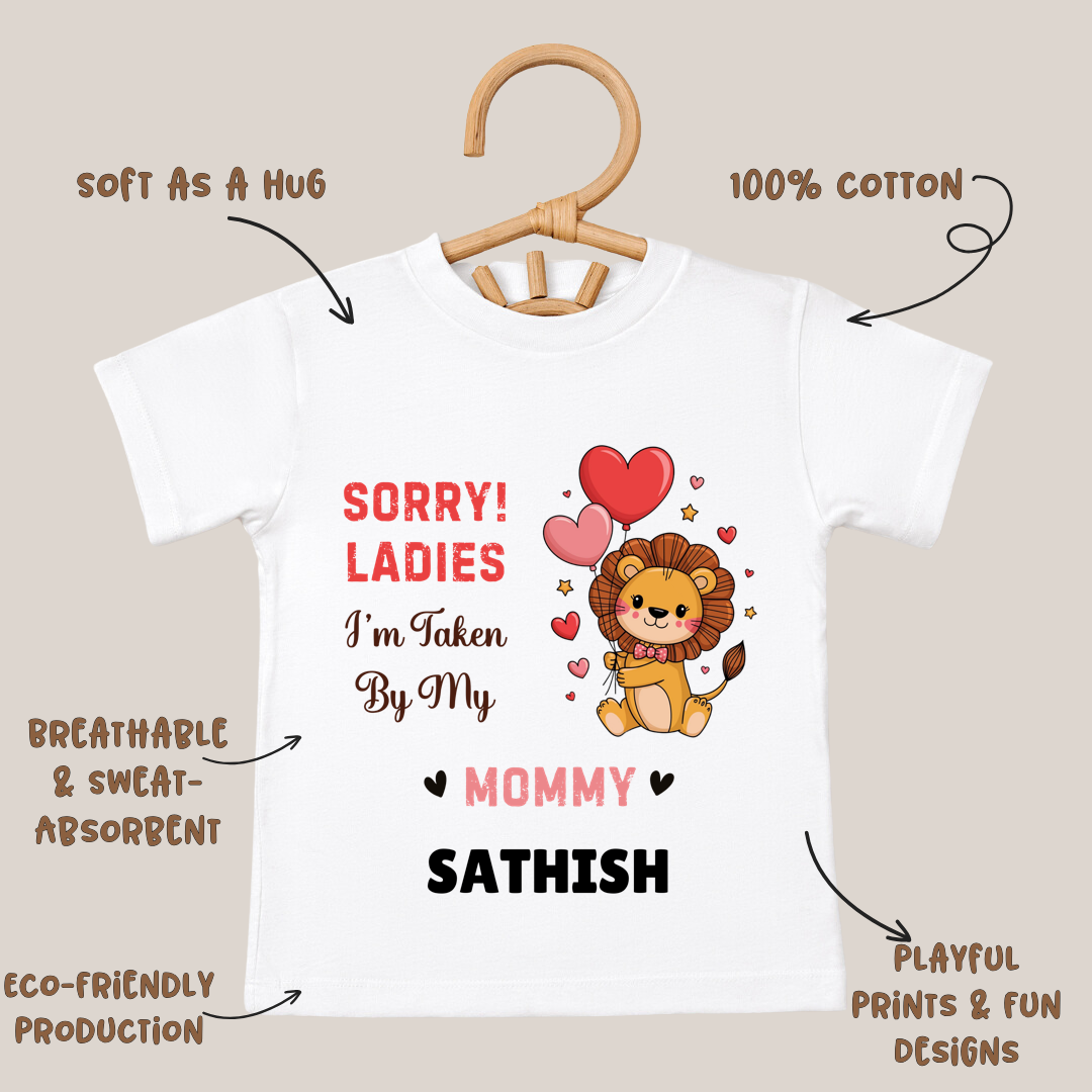 Sorry Ladies I Am Taken By My Mom - Customisable Kids Tshirt
