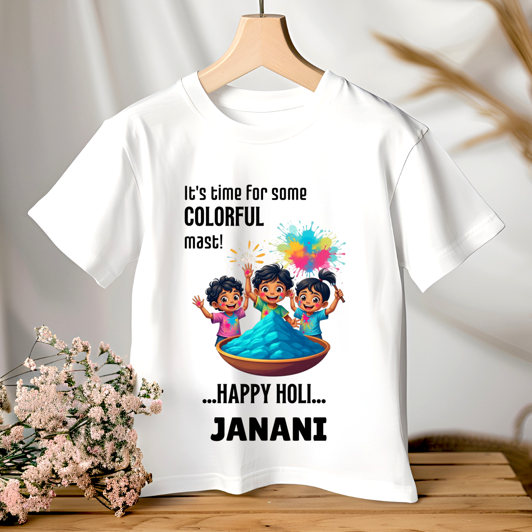 Time For Some Colourful Holi - Custom Kids Tshirt