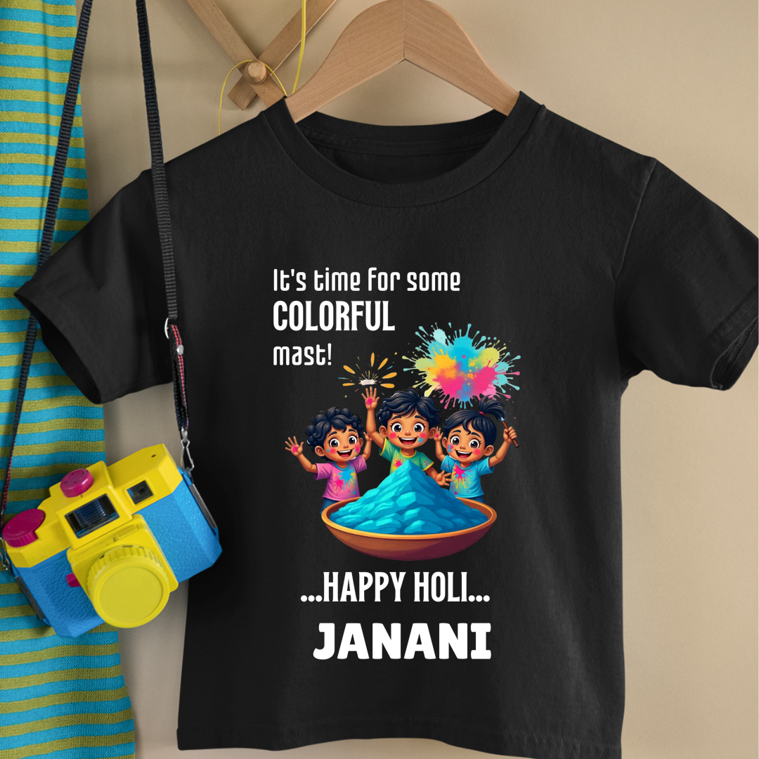 Time For Some Colourful Holi - Custom Kids Tshirt