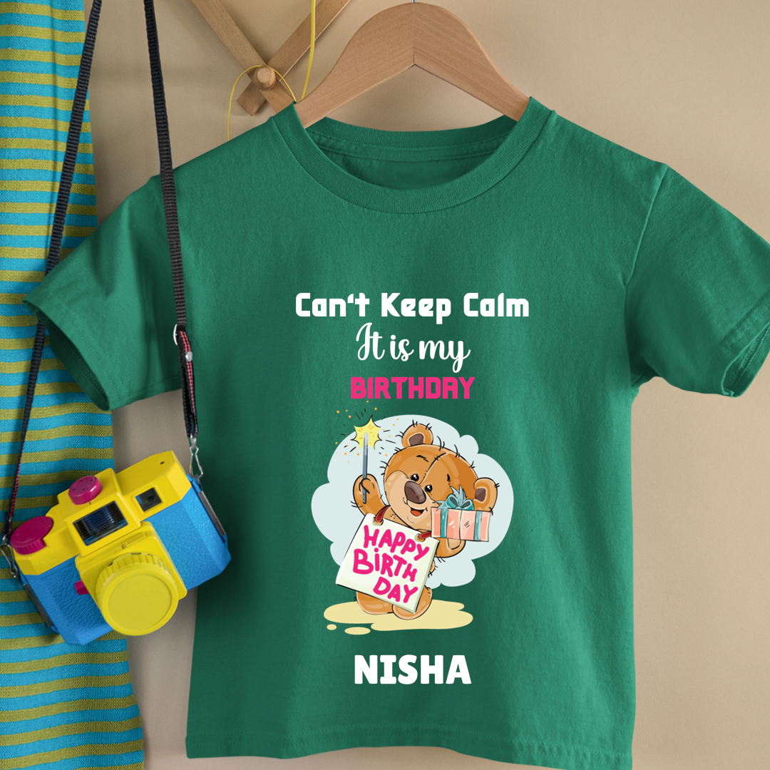 Cant keep Calm It's My Birthday - Customisable Kids Tshirt