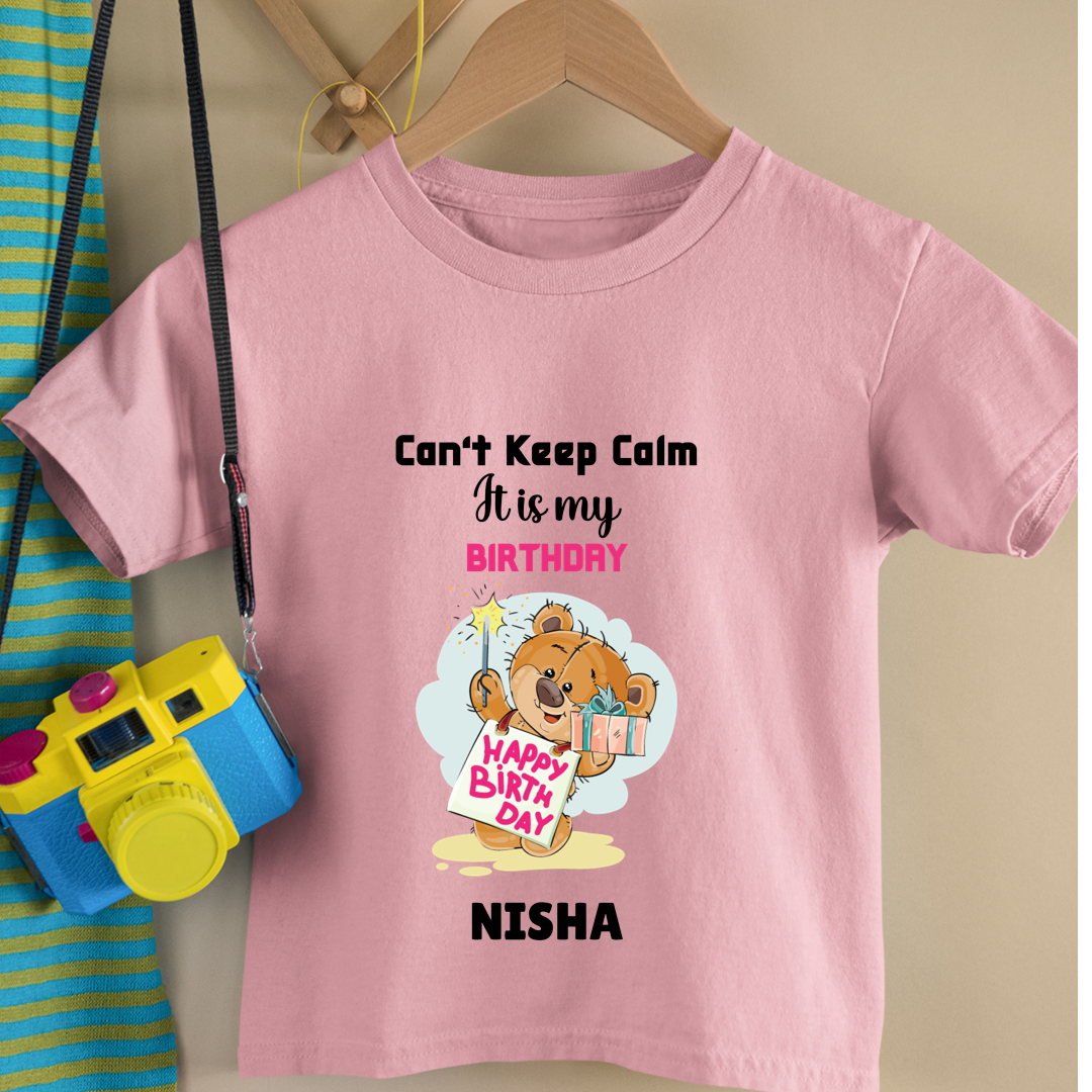 Cant keep Calm It's My Birthday - Customisable Kids Tshirt
