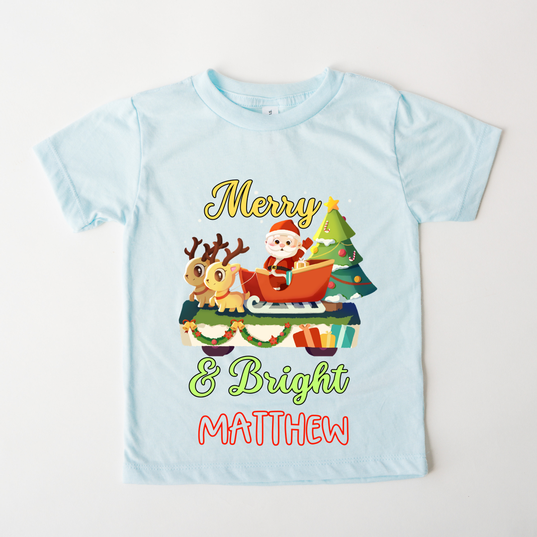 Merry & Bright - Custom Kids Tshirt