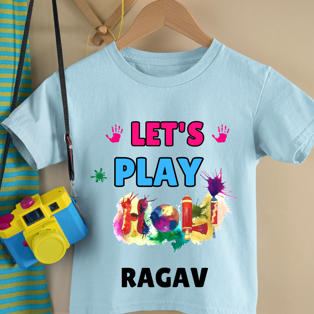 Lets Play Holi - Custom Kids Tshirt