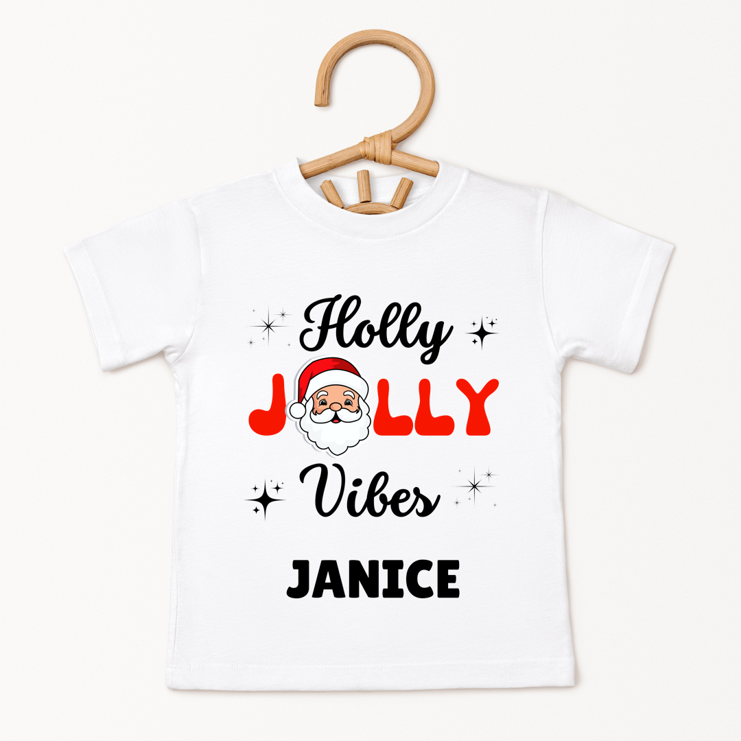 Holly Jolly Vibes - Custom Kids Tshirt