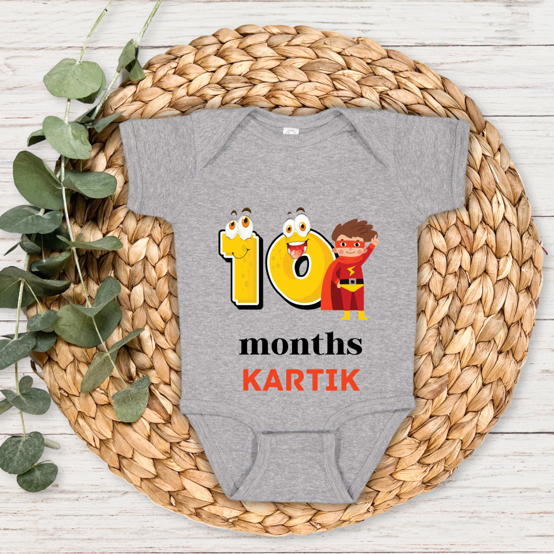 Superhero Ten Month Milestone With Custom Baby Name - Romper