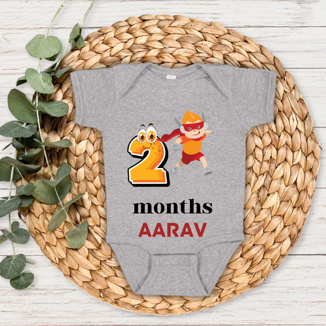 Superhero Two Month Milestone With Custom Baby Name - Romper