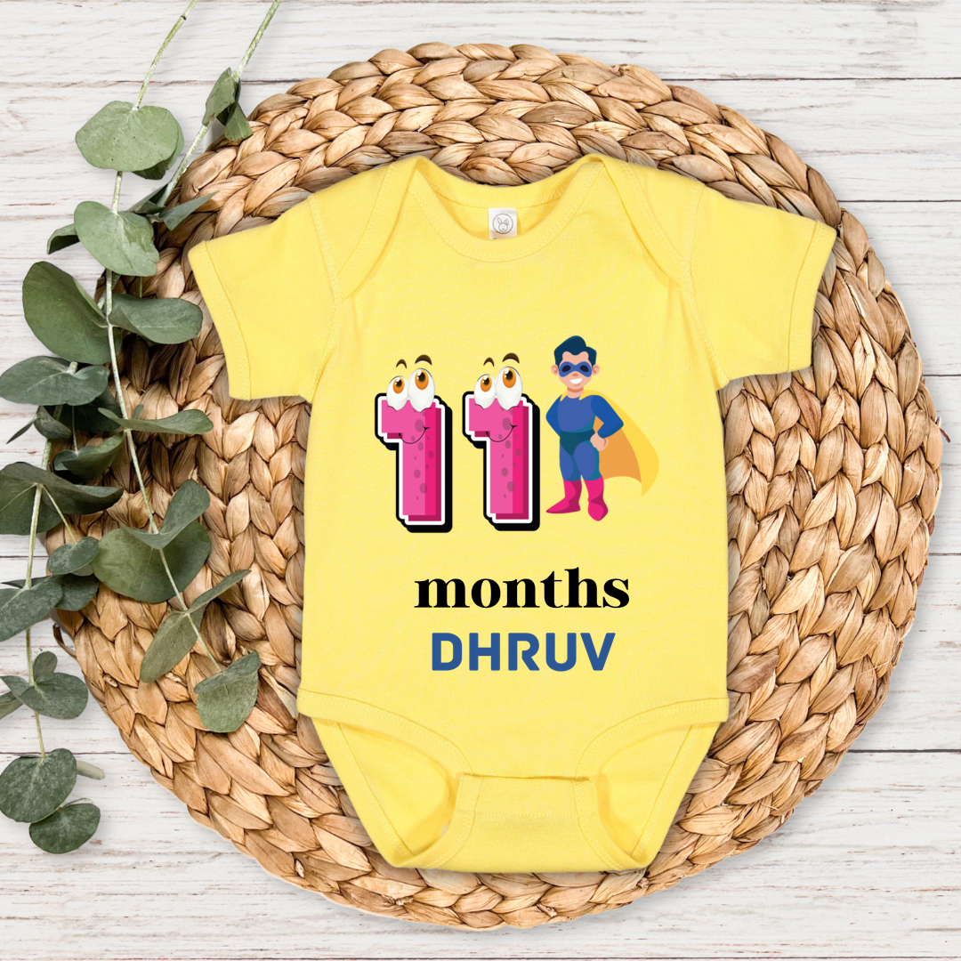 Superhero Eleven Month Milestone With Custom Baby Name - Romper