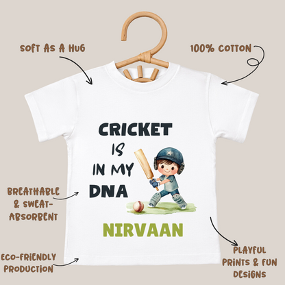 Cricket Is In My DNA - Custom Kids Tee