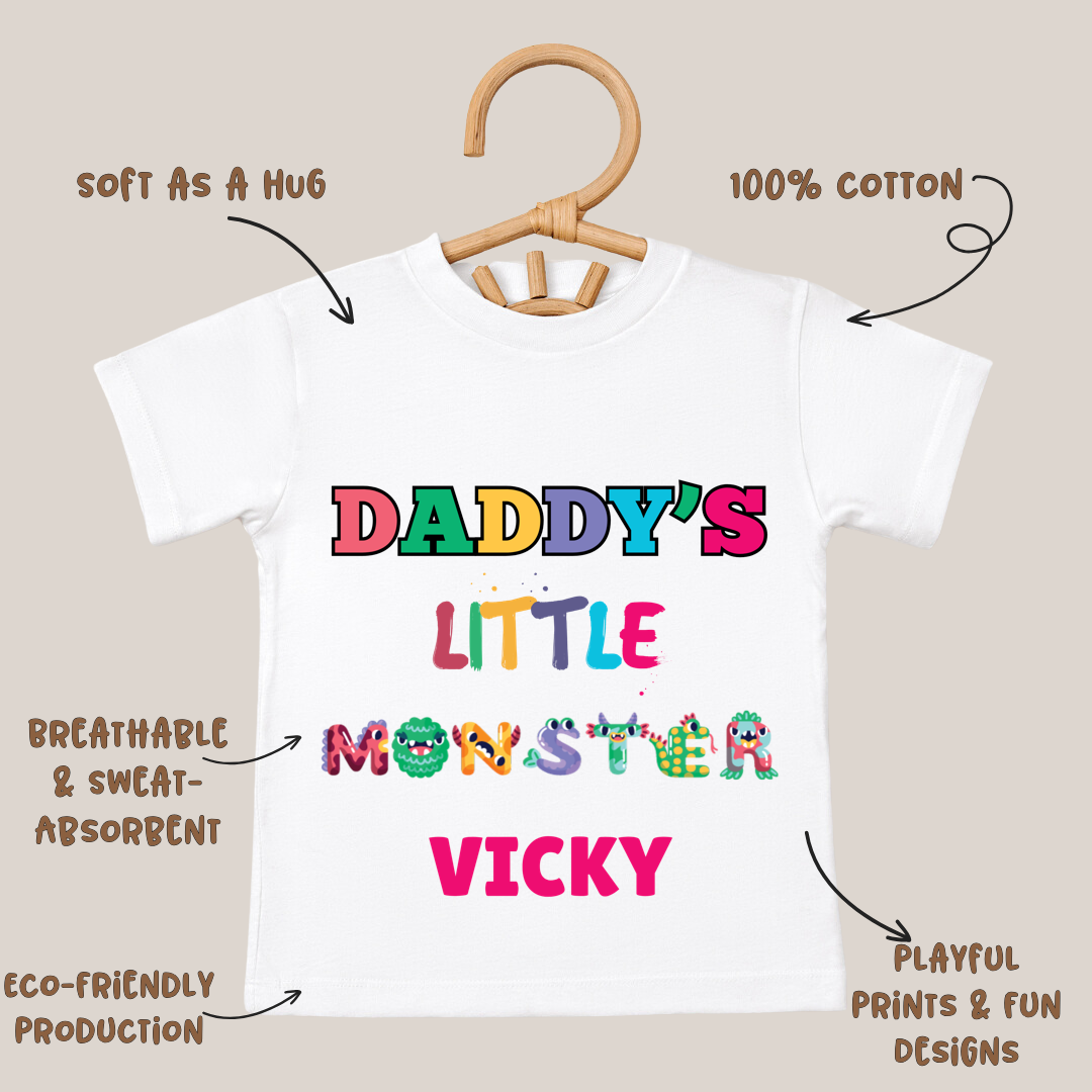 Daddy's Little Monster - Custom Kids Tshirt