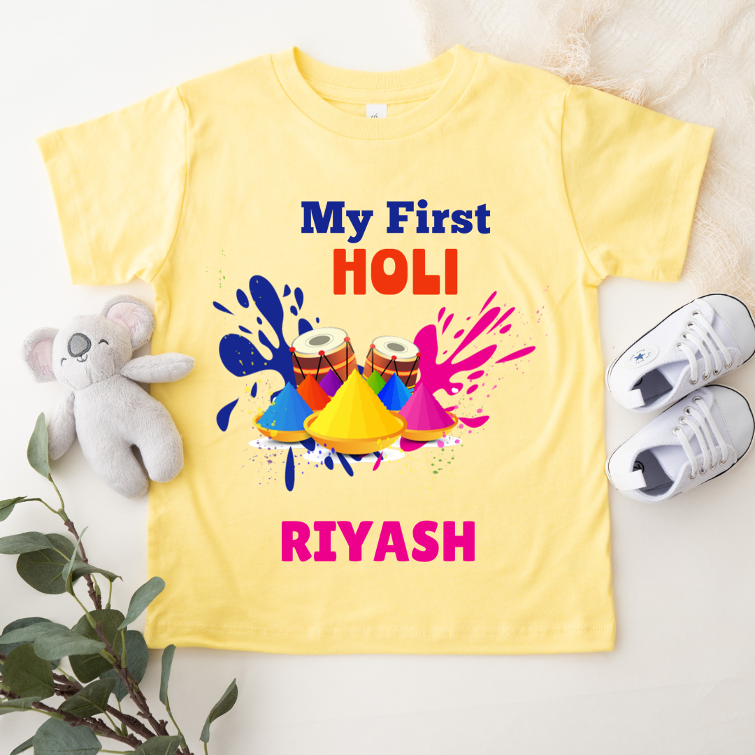 My First Holi - Customisable Kids Tshirt