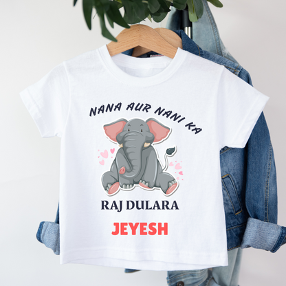 Nana Aur Nani Ka Raj Dulara - Custom Kids Tshirt