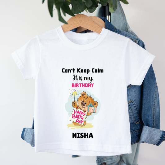 Cant keep Calm It's My Birthday - Customisable Kids Tshirt