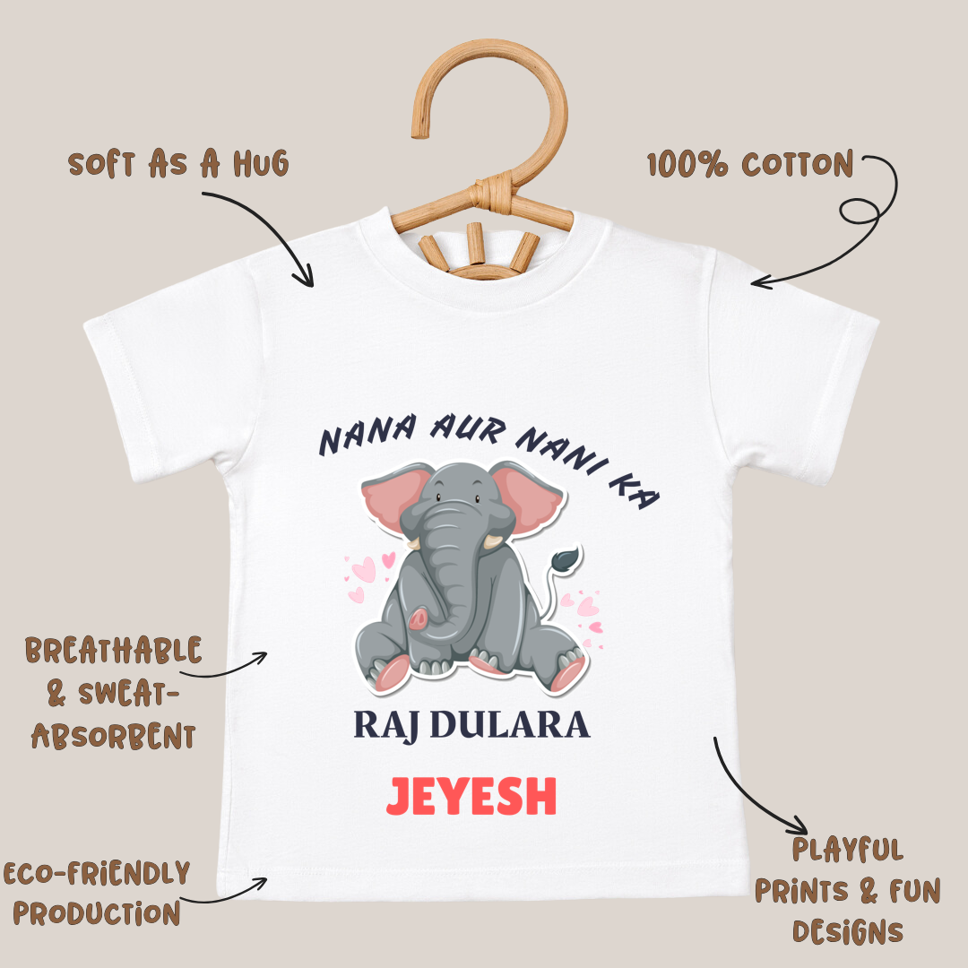 Nana Aur Nani Ka Raj Dulara - Custom Kids Tshirt