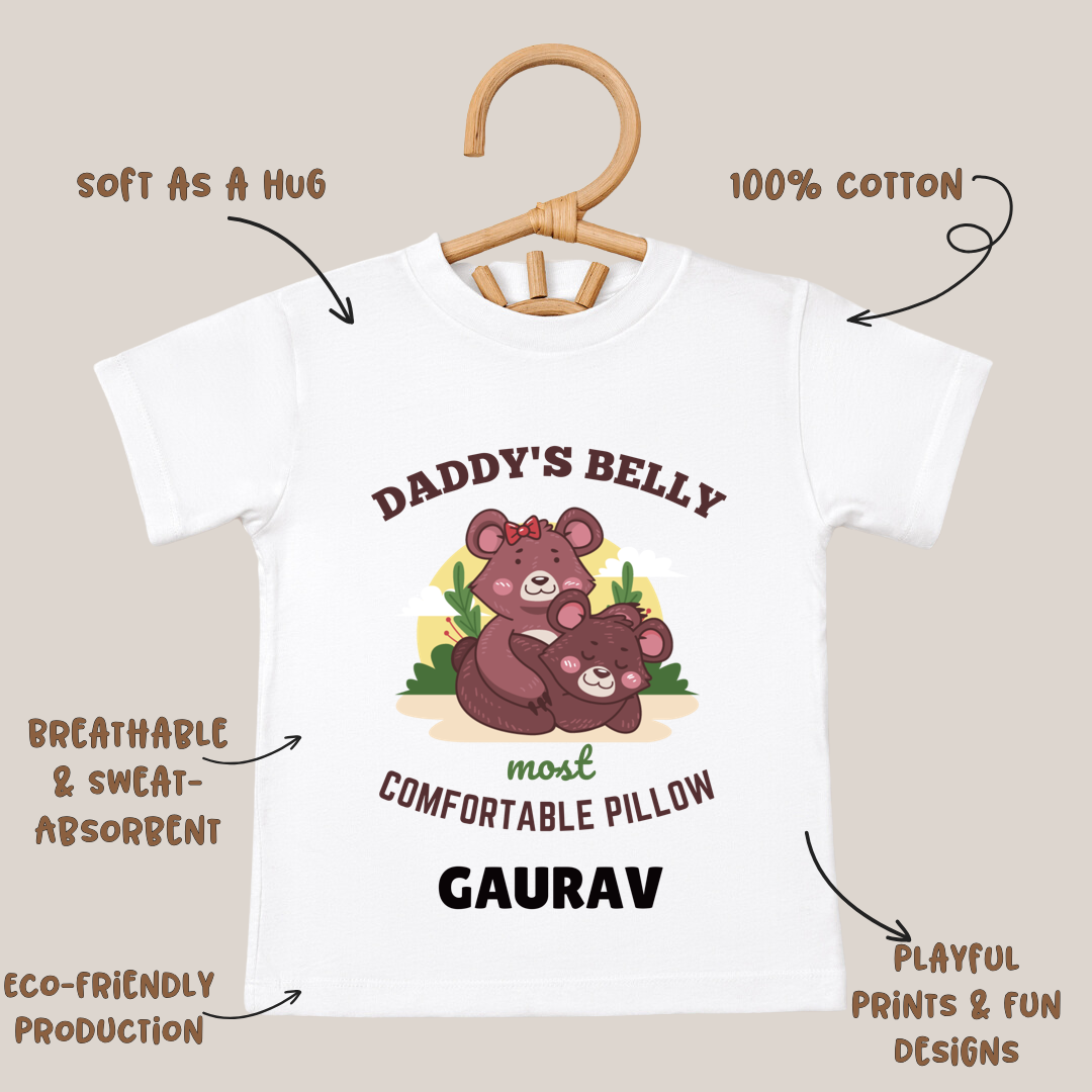 Daddy's Belly Most Comfortable Pillow - Customisable Kids Tshirt