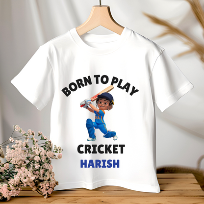 Born To Play Cricket - Custom Kids Tshirt