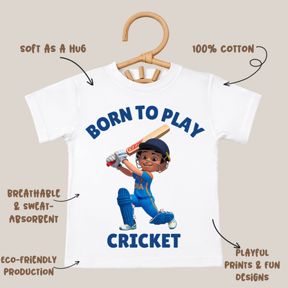 Born To Play Cricket - Kids Tshirt