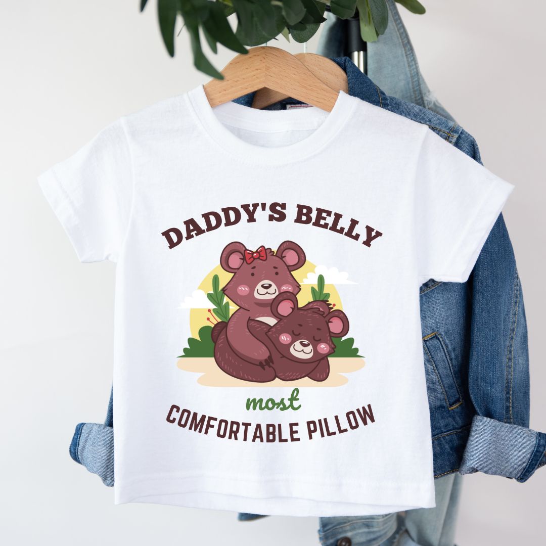 Daddy's Belly Most Comfortable Pillow - Kids Tshirt