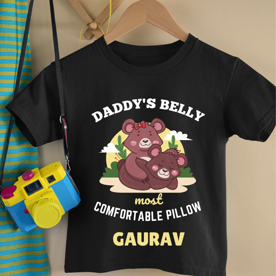 Daddy's Belly Most Comfortable Pillow - Customisable Kids Tshirt