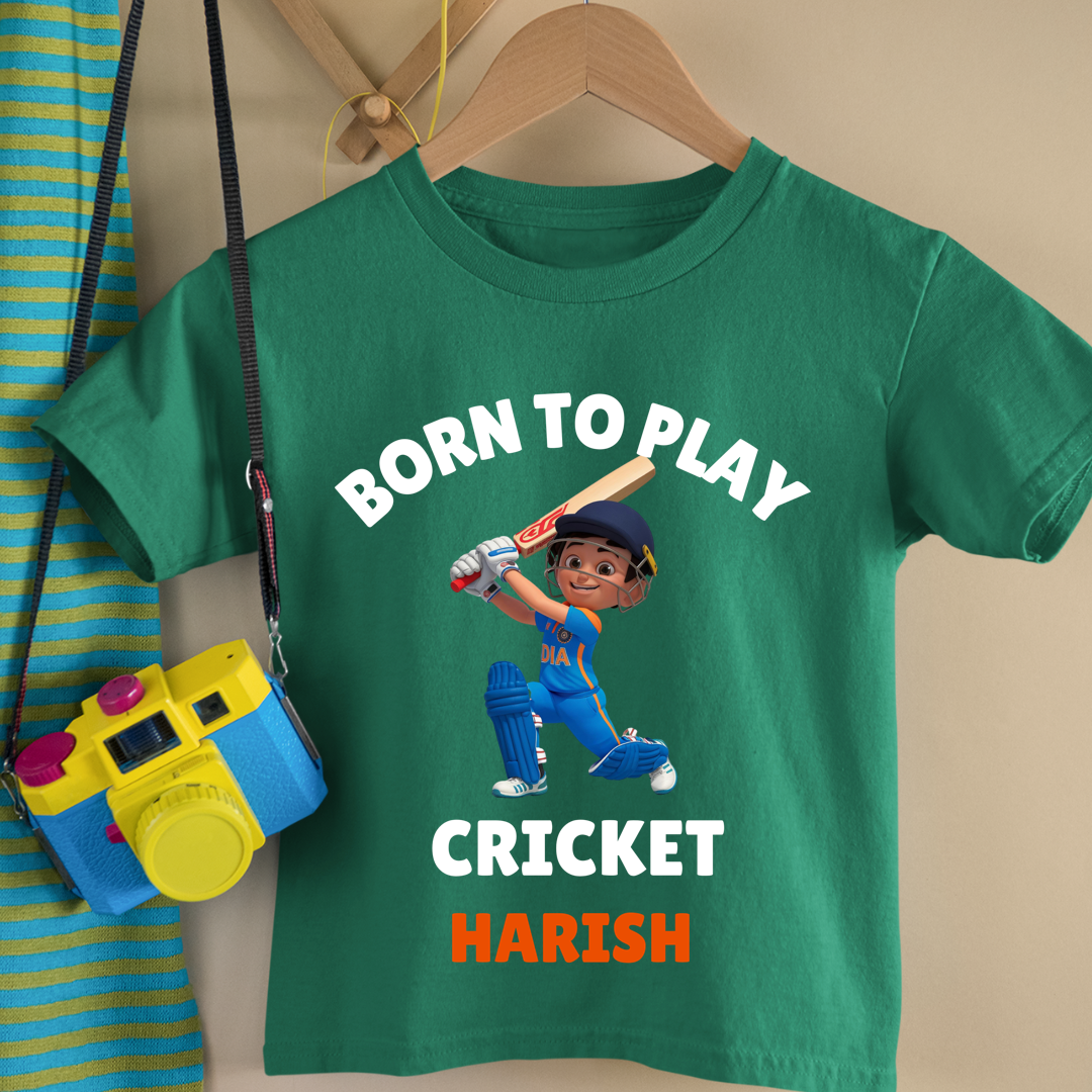 Born To Play Cricket - Custom Kids Tshirt