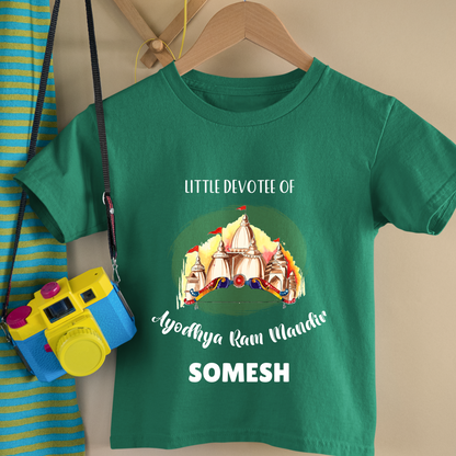 Little Devotee Of Ram Mandir - Personalised Kids Tshirt