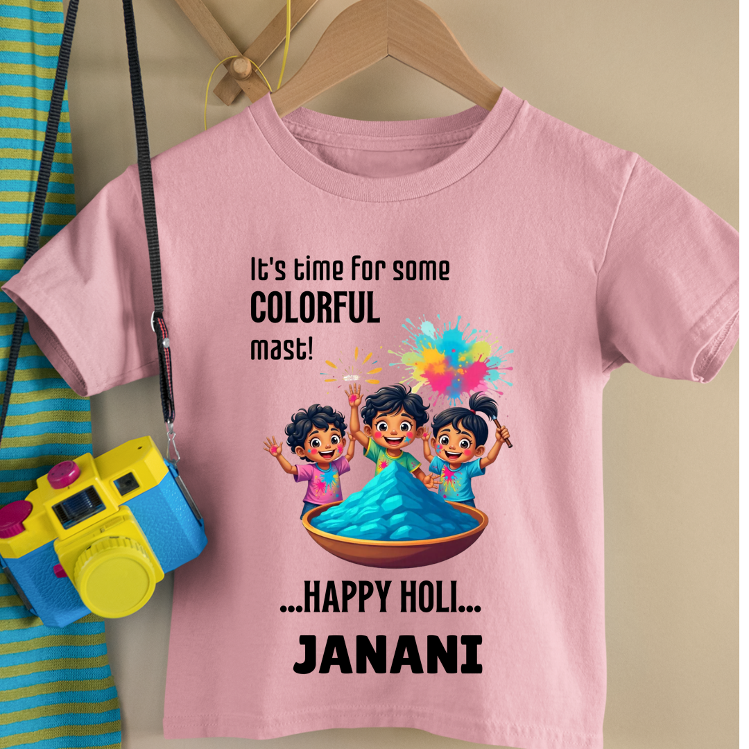 Time For Some Colourful Holi - Custom Kids Tshirt