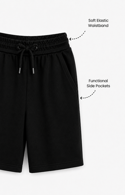 Black Cotton Shorts