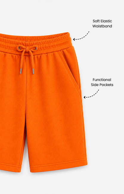 Orange Cotton Shorts