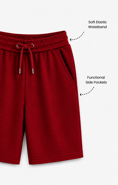 Red Cotton Shorts