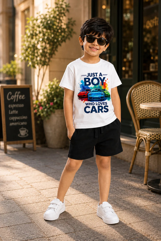 White Tshirt + Black Shorts