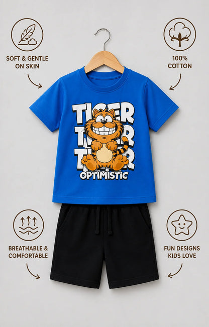 Blue Tshirt + Black Shorts