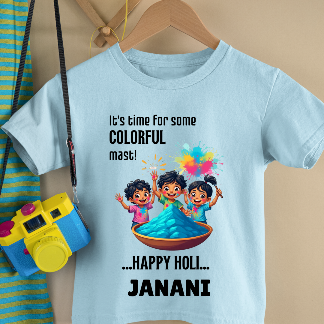 Time For Some Colourful Holi - Custom Kids Tshirt