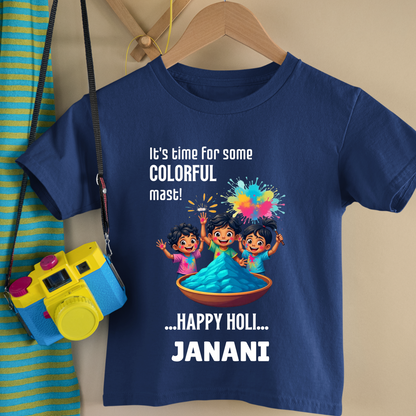 Time For Some Colourful Holi - Custom Kids Tshirt