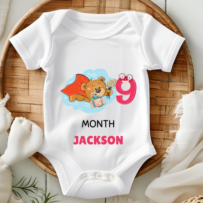 Teddy 12 Months Bday Romper With Custom Baby Name