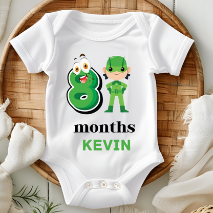 Superhero 12 Month Bday Set Romper With Custom Baby Name