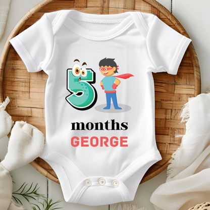 Superhero 12 Month Bday Set Romper With Custom Baby Name