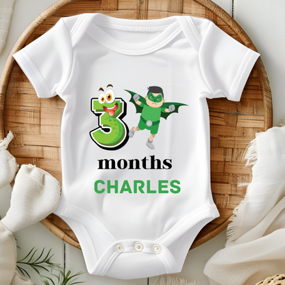 Superhero 12 Month Bday Set Romper With Custom Baby Name