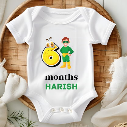 Superhero 12 Month Bday Set Romper With Custom Baby Name