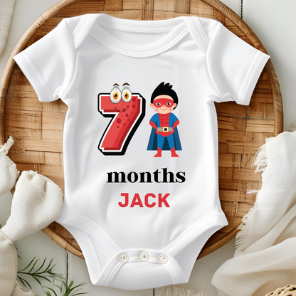 Superhero 12 Month Bday Set Romper With Custom Baby Name