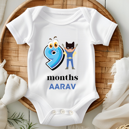 Superhero 12 Month Bday Set Romper With Custom Baby Name