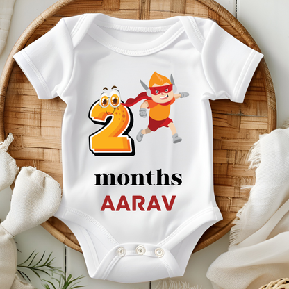 Superhero 12 Month Bday Set Romper With Custom Baby Name