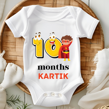 Superhero 12 Month Bday Set Romper With Custom Baby Name