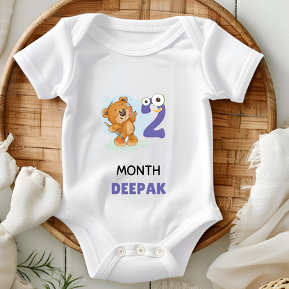 Teddy 12 Months Bday Romper With Custom Baby Name