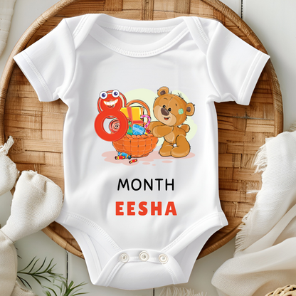 Teddy 12 Months Bday Romper With Custom Baby Name