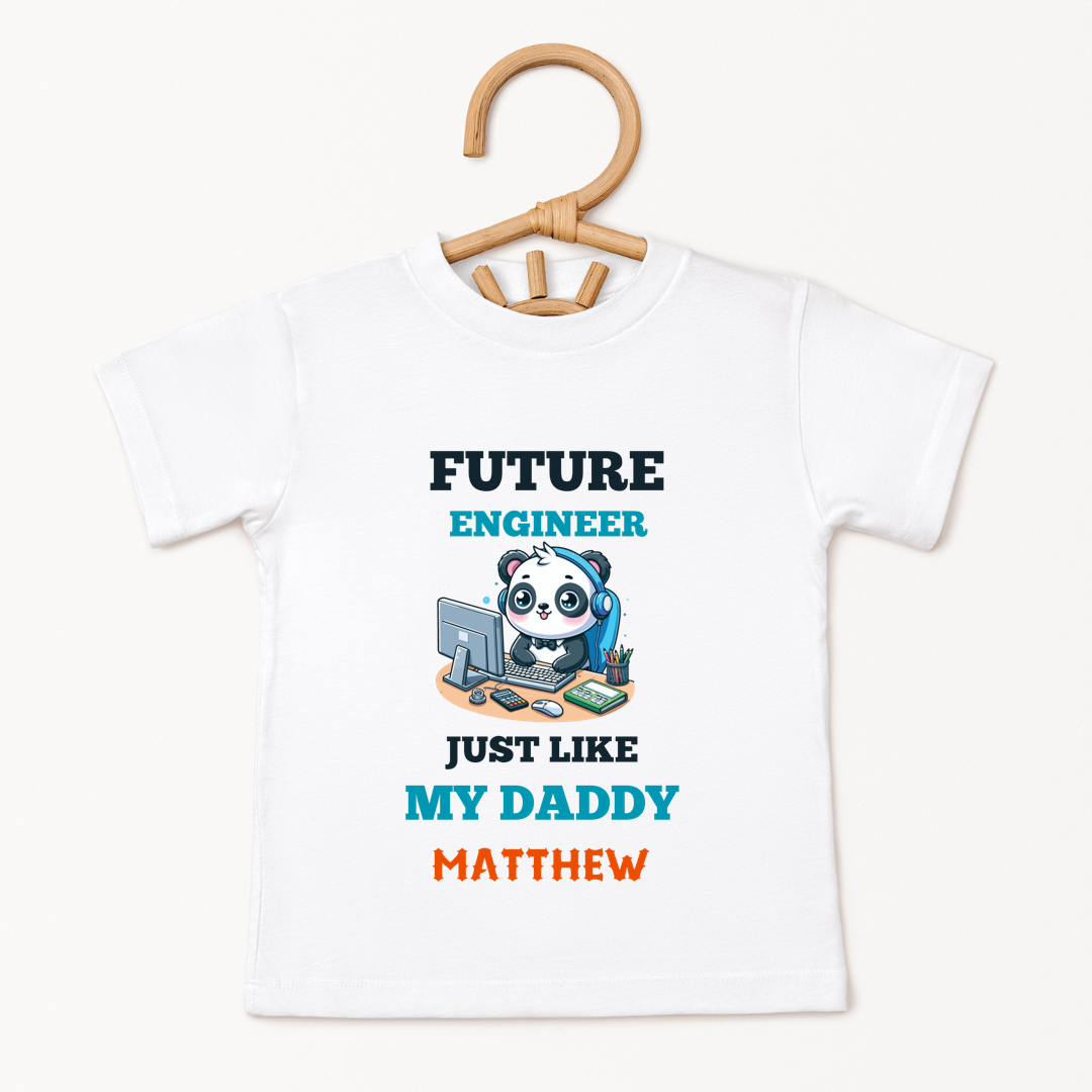 Future Engineer Just Like Daddy - Custom Kids Tee