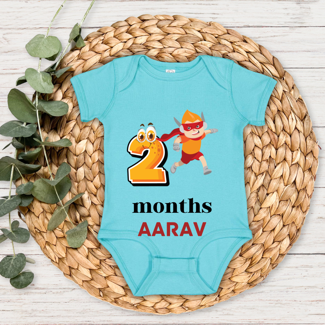 Superhero Two Month Milestone With Custom Baby Name - Romper