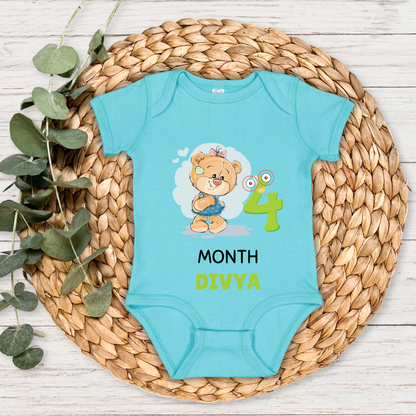 Teddy Four Month Milestone With Custom Baby Name - Romper
