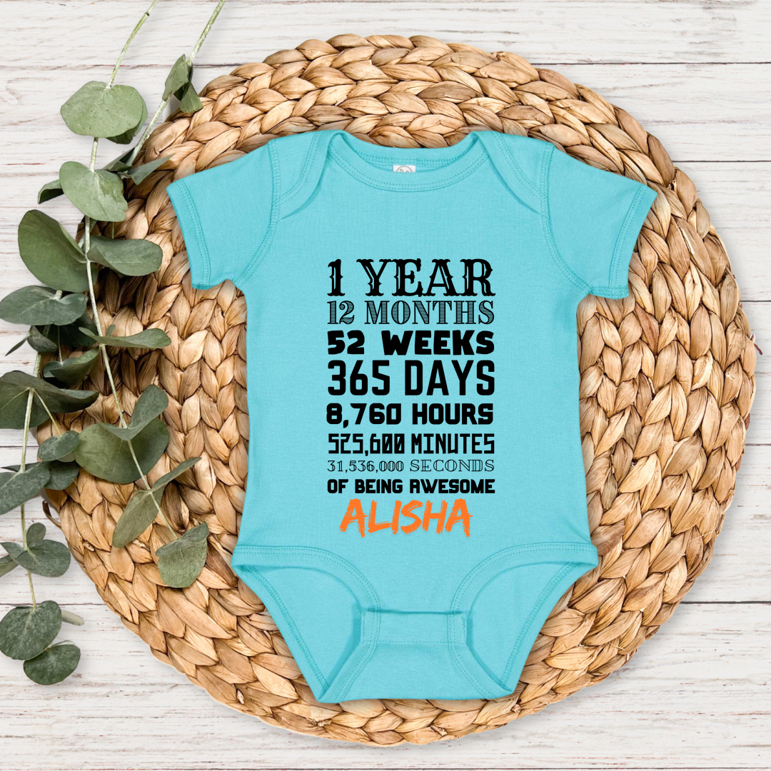12 Months Bday - Custom Baby Name Romper